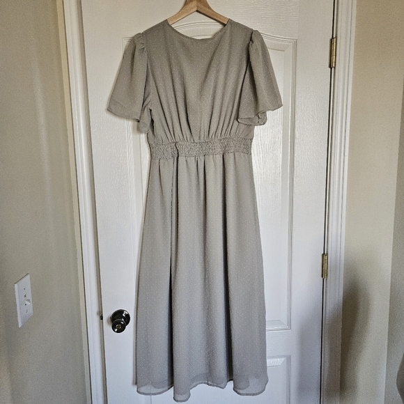 Amber Blue Midi Dress Sage Green L - Picture 4 of 8